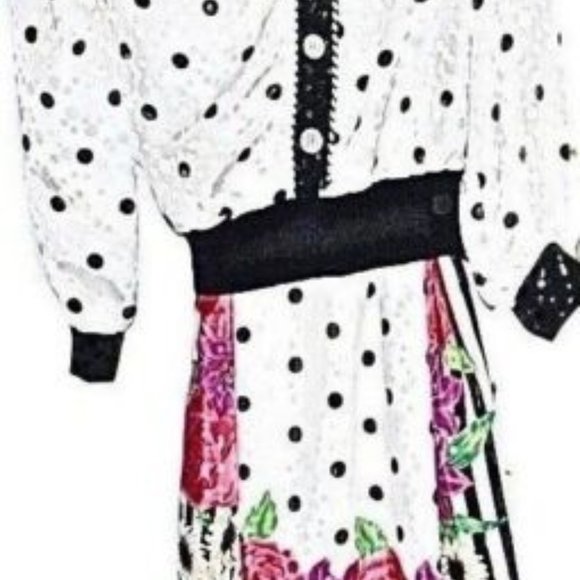 Vintage ANTHONY SICARI 2 pc SET BLOUSON TOP SKIRT 6 black white red pink NWT USA - Picture 1 of 7